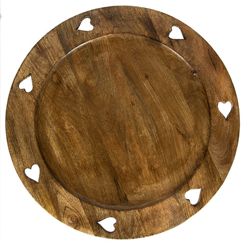Solid Wood Lazy  Susan With Cut Out Heart Trim