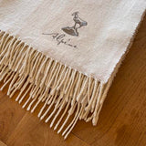 Oatmeal Woven Blanket With Embroidered Chamois