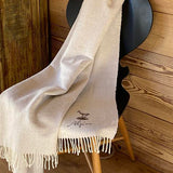 Oatmeal Woven Blanket With Embroidered Chamois