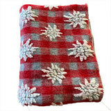 Red And Grey Gingham Throw With Edelweiss Pattern