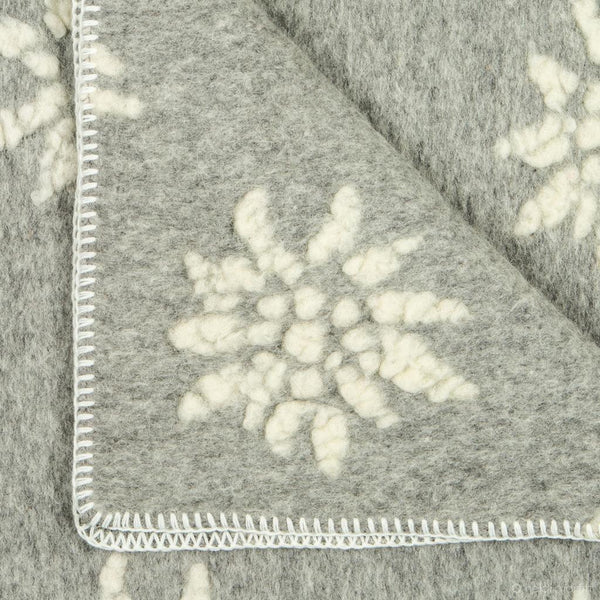 Grey Wool Blanket With White Edelweiss