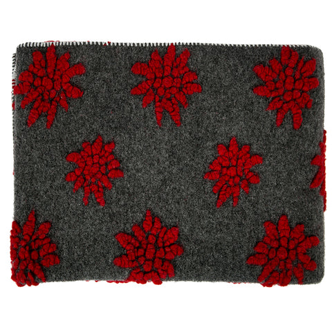 Biella Fabrics  Felted Wool Red and Grey  Edelweiss Throw/Blanket