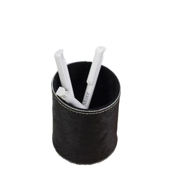 Black And White Cowhide Pen Pot  Holder