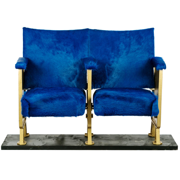 Cobalt Blue Cowhide covered Cinema Seats