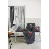 Charcoal Grey Reversible Throw With Cable Cars