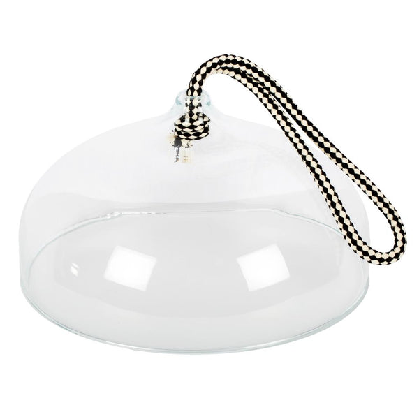 Hand Blown Cloche With Black And White Cord Handle