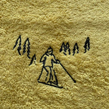 Yellow Hand Towel With Embroidered Skier