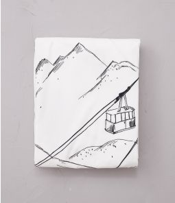 Double  Bedding Set With Embroidered Mountain Cable Car Scene-En Piste