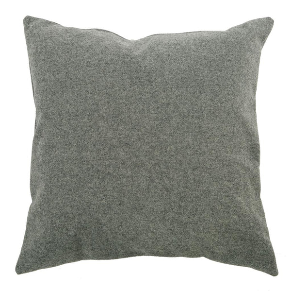 Modern Alpine Style Grey Wool Cushion With Cowhide Cross