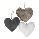 Grey Faux Fur Heart Decoration