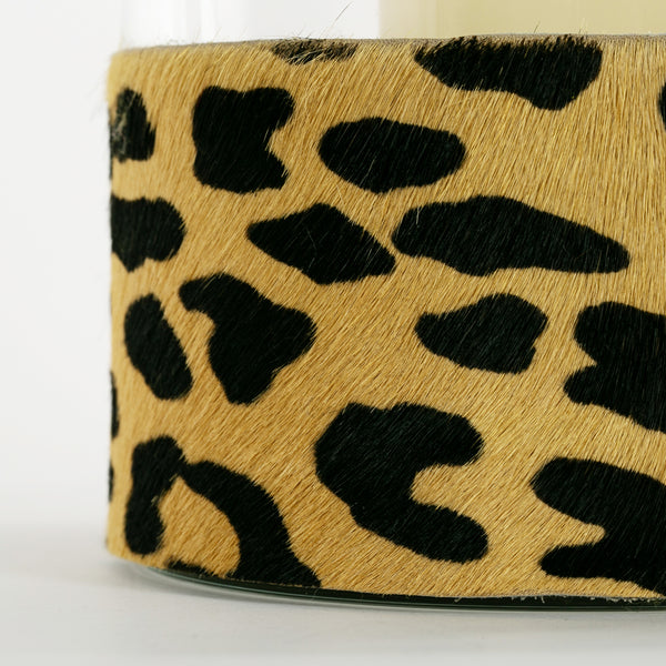 Hurricane Lamp With Cowhide Leopard Printed Band