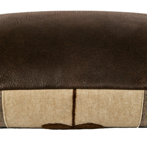 Chalet Brown Heart Cushion With Faux Leather Reverse
