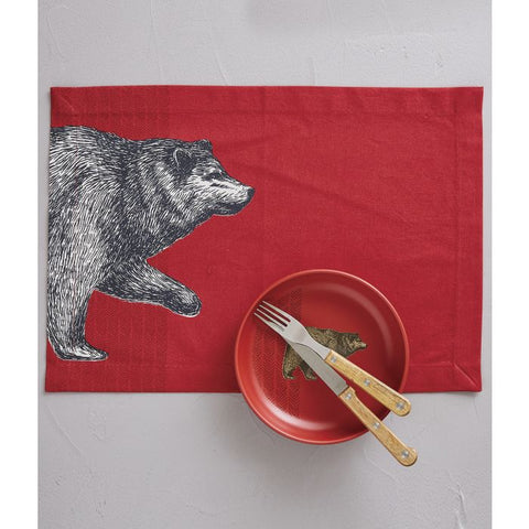 Red Place Mats With Bear Motif