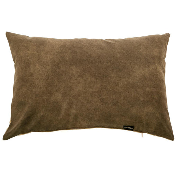 Brown And Beige Faux Leather Tirolean Style Cushion with Edelweiss Pins