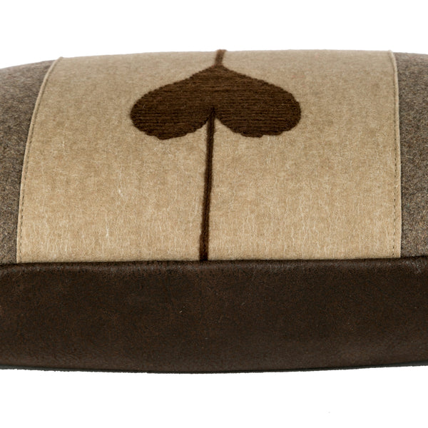 Chalet Brown Heart Cushion With Faux Leather Reverse
