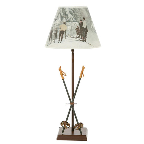 Ski Lamp With Crossed Poles And Vintage Skier Shade