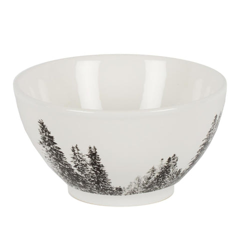 Megeve White  Bowl With Black Fir Trees