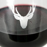 Red Wine Glass With Stag's Head On The Front