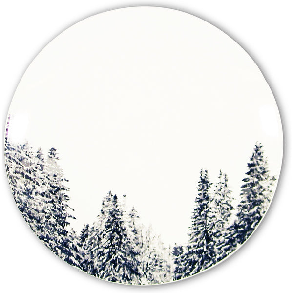 Megeve - White Ceramic Plate With Fir Trees