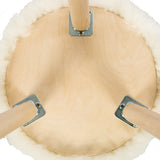 White Short Icelandic Sheepskin Stool With Beech Oval Legs