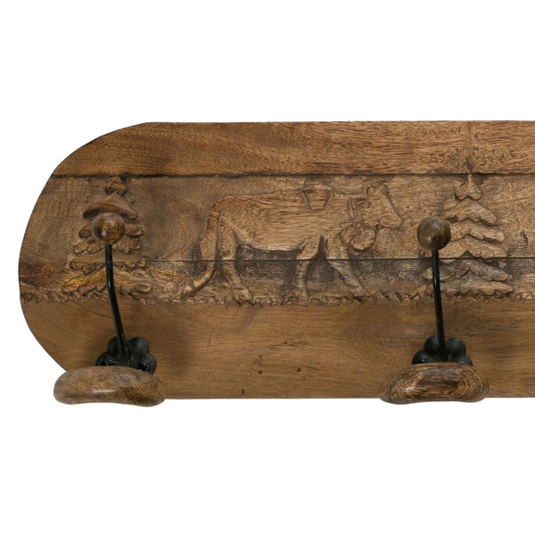 Alpine Carved Coat Hook with Four Hooks