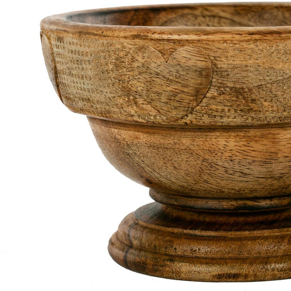 Small Wooden Bowl With Carved Heart Decoration