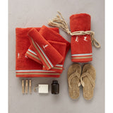 Mountain - Grey and Orange Hand Towels With Embroidered Skier