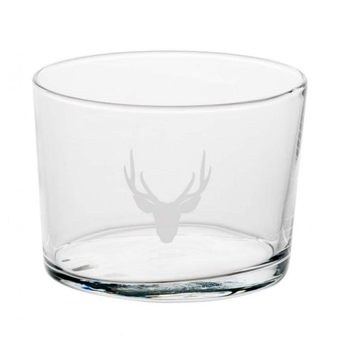 Small Delicate Glass With Etched Stag Motif